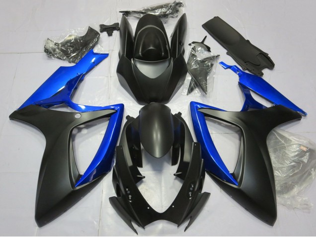 Erschwingliche Suzuki GSXR 600 / GSXR 750 Motorrad Verkleidung 2006-2007 - Blau Matt Schwarz