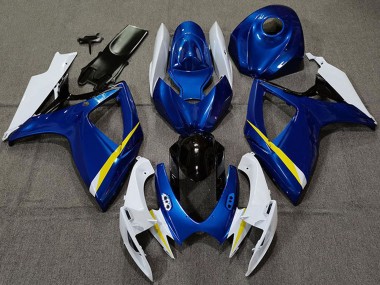Erschwingliche Suzuki GSXR 600 / GSXR 750 Motorrad Verkleidung 2006-2007 - Weiss Blau Gelb Schwarz