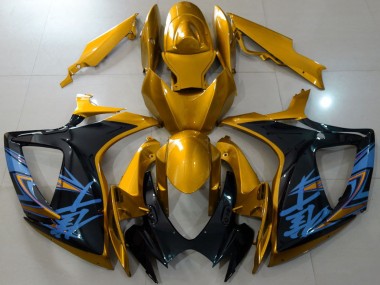 Erschwingliche Suzuki GSXR 600 / GSXR 750 Motorrad Verkleidung 2006-2007 - Gold Schwarz Blau