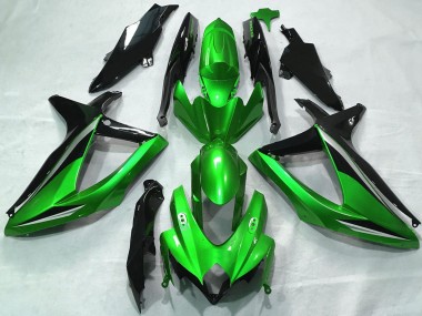 Erschwingliche Suzuki GSXR 600 / GSXR 750 Motorrad Verkleidung 2008-2010 - Grun Silber Glanzendes Schwarz