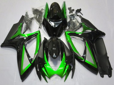 Erschwingliche Suzuki GSXR 600 / GSXR 750 Motorrad Verkleidung 2006-2007 - Grun Glanzendes Schwarz Matt Schwarz