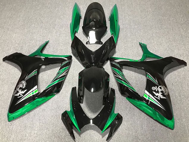 Erschwingliche Suzuki GSXR 600 / GSXR 750 Motorrad Verkleidung 2006-2007 - Grun Glanzendes Schwarz