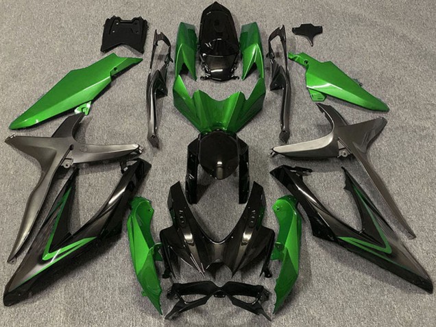 Erschwingliche Suzuki GSXR 600 / GSXR 750 Motorrad Verkleidung 2008-2010 - Grun Grau Glanzendes Schwarz