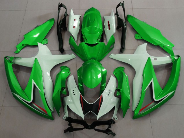 Erschwingliche Suzuki GSXR 600 / GSXR 750 Motorrad Verkleidung 2008-2010 - Weiss Grun Schwarz Rot