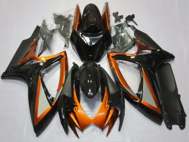 Erschwingliche Suzuki GSXR 600 / GSXR 750 Motorrad Verkleidung 2006-2007 - Orange Glanzendes Schwarz Matt Schwarz