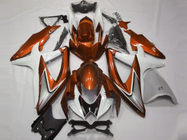Erschwingliche Suzuki GSXR 600 / GSXR 750 Motorrad Verkleidung 2008-2010 - Weiss Orange Silber Schwarz