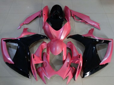 Erschwingliche Suzuki GSXR 600 / GSXR 750 Motorrad Verkleidung 2006-2007 - Rosa Glanzendes Schwarz