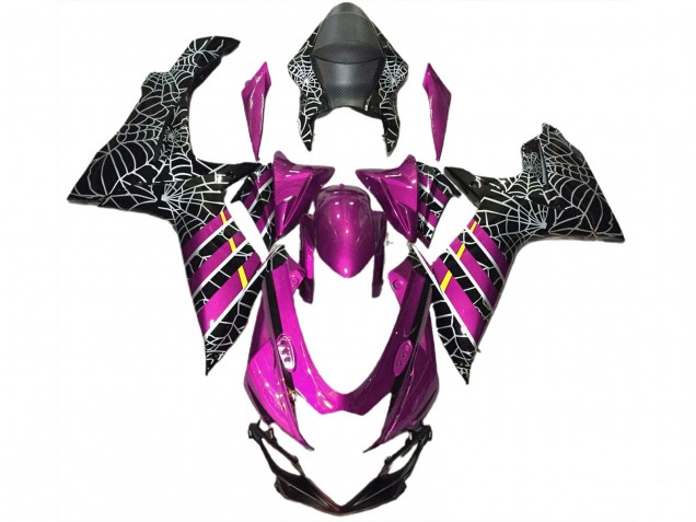 Erschwingliche Suzuki GSXR 600 / GSXR 750 Motorrad Verkleidung 2011-2024 - Rosa Schwarz Spinne