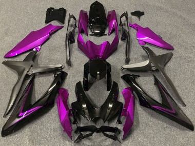Erschwingliche Suzuki GSXR 600 / GSXR 750 Motorrad Verkleidung 2008-2010 - Rosa Glanzendes Schwarz Matt Schwarz