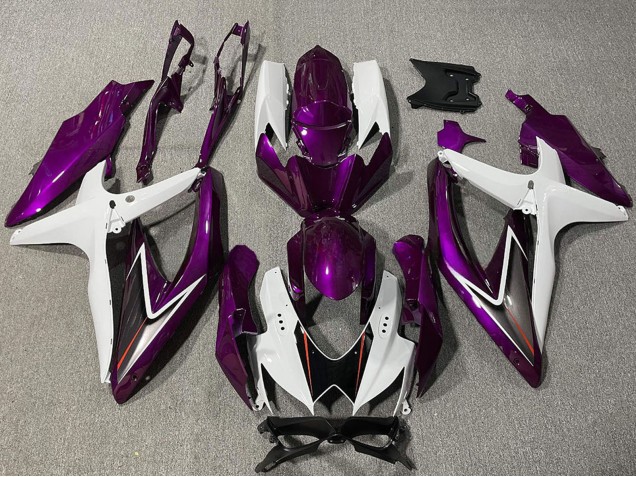 Erschwingliche Suzuki GSXR 600 / GSXR 750 Motorrad Verkleidung 2008-2010 - Weiss Lila Schwarz