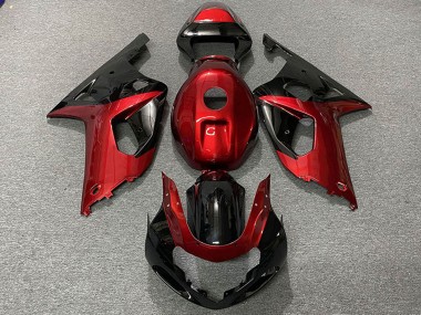 Erschwingliche Suzuki GSXR 600 / GSXR 750 Motorrad Verkleidung 2001-2003 - Rot Glanzendes Schwarz