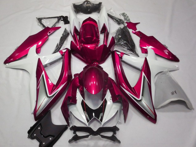 Erschwingliche Suzuki GSXR 600 / GSXR 750 Motorrad Verkleidung 2008-2010 - Weiss Rot Silber Schwarz