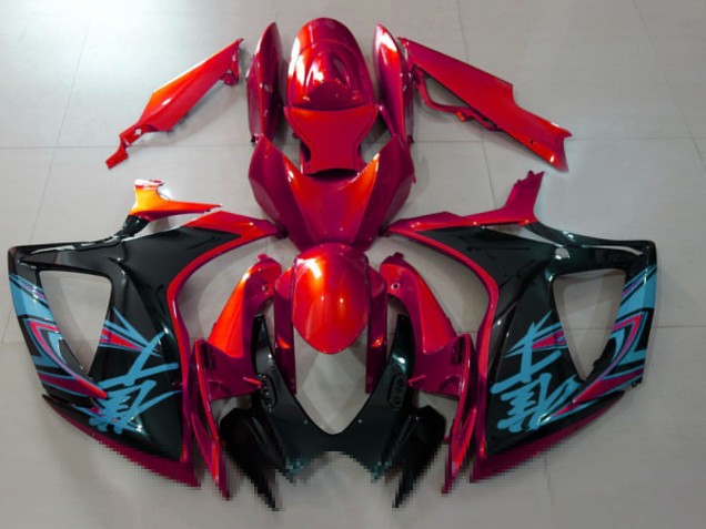 Erschwingliche Suzuki GSXR 600 / GSXR 750 Motorrad Verkleidung 2006-2007 - Rot Schwarz Hellblau