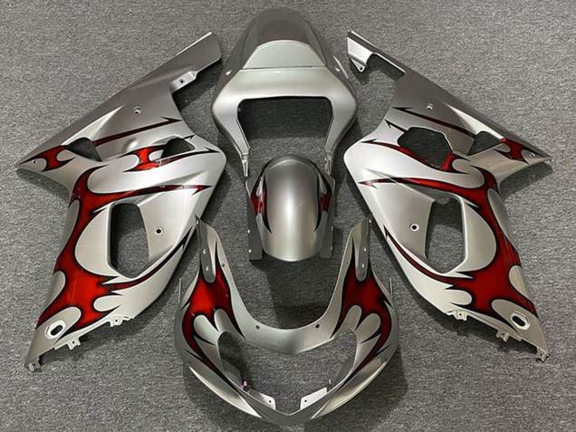 Erschwingliche Suzuki GSXR 600 / GSXR 750 Motorrad Verkleidung 2001-2003 - Silber Rot