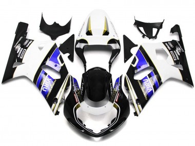 Erschwingliche Suzuki GSXR 600 / GSXR 750 Motorrad Verkleidung 2001-2003 - Weiss Blau Glanzendes Schwarz Viru Stil