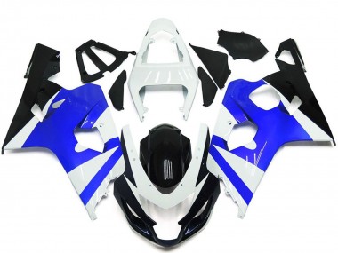 Erschwingliche Suzuki GSXR 600 / GSXR 750 Motorrad Verkleidung Kit 2004-2005 - Weiss Blau Glanzendes Schwarz