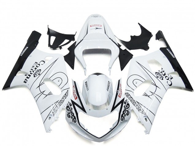 Erschwingliche Suzuki GSXR 600 / GSXR 750 Motorrad Verkleidung 2001-2003 - Weiss Schwarz Corona Alstare
