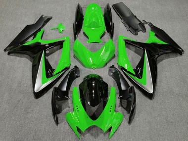 Erschwingliche Suzuki GSXR 600 / GSXR 750 Motorrad Verkleidung 2006-2007 - Grun Silber Glanzendes Schwarz OEM Stil