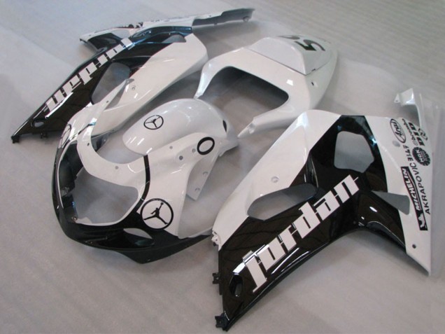 Erschwingliche Suzuki GSXR 600 / GSXR 750 Motorrad Verkleidung 2001-2003 - Weiss Glanzendes Schwarz Jordan Michelin