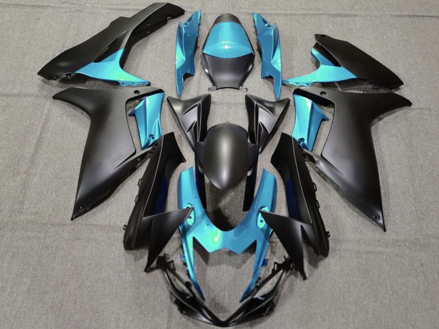 Erschwingliche Suzuki GSXR 600 / GSXR 750 Motorrad Verkleidung 2011-2024 - Hellblau Matt Schwarz