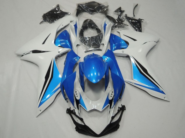 Erschwingliche Suzuki GSXR 600 / GSXR 750 Motorrad Verkleidung 2011-2024 - Weiss Hellblau Glanzendes Schwarz OEM Stil