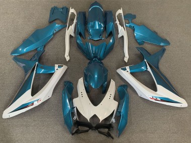Erschwingliche Suzuki GSXR 600 / GSXR 750 Motorrad Verkleidung 2008-2010 - Weiss Hellblau OEM Stil