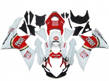 Erschwingliche Suzuki GSXR 600 / GSXR 750 Motorrad Verkleidung 2011-2024 - Weiss Rot Motul Lucky Strike