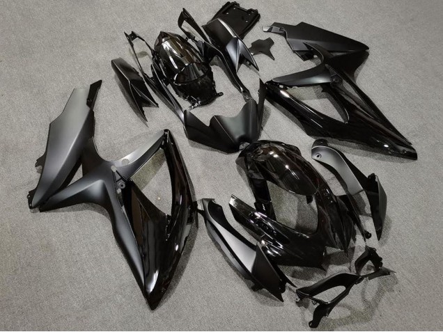 Erschwingliche Suzuki GSXR 600 / GSXR 750 Motorrad Verkleidung 2008-2010 - Glanzendes Schwarz Matt Schwarz
