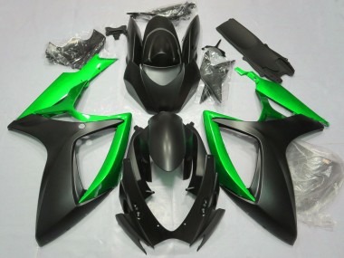 Erschwingliche Suzuki GSXR 600 / GSXR 750 Motorrad Verkleidung 2006-2007 - Matt Schwarz Grun