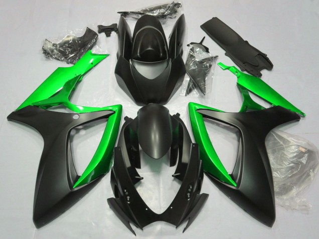 Erschwingliche Suzuki GSXR 600 / GSXR 750 Motorrad Verkleidung 2006-2007 - Matt Schwarz Grun