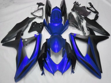 Erschwingliche Suzuki GSXR 600 / GSXR 750 Motorrad Verkleidung 2008-2010 - Blau Matt Schwarz