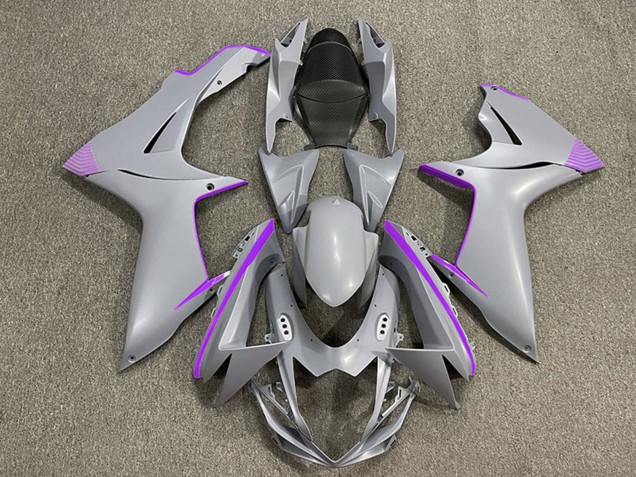 Erschwingliche Suzuki GSXR 600 / GSXR 750 Motorrad Verkleidung 2011-2024 - Matt Nardo Grau Lila Accents