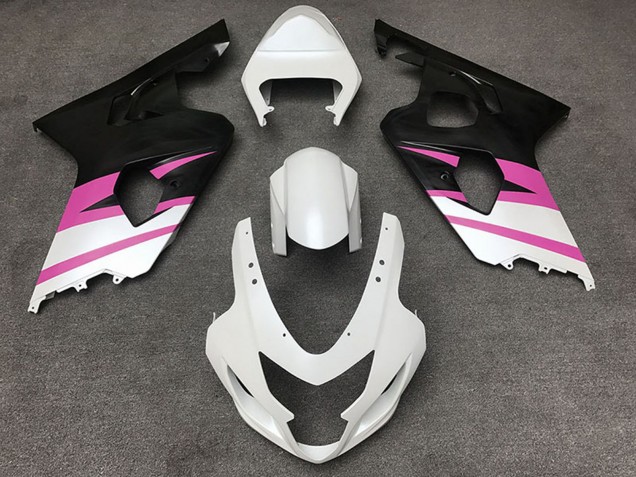 Erschwingliche Suzuki GSXR 600 / GSXR 750 Motorrad Verkleidung 2004-2005 - Weiss Rosa Matt Schwarz