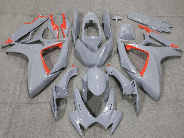 Erschwingliche Suzuki GSXR 600 / GSXR 750 Motorrad Verkleidung 2006-2007 - Nardo Grau und Rotmen