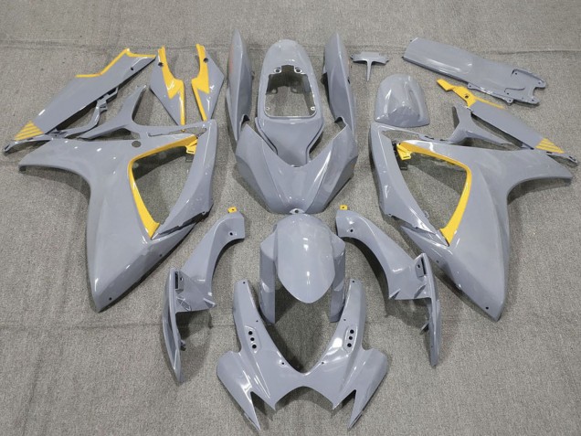 Erschwingliche Suzuki GSXR 600 / GSXR 750 Motorrad Verkleidung 2006-2007 - Nardo Grau und Gelbmen
