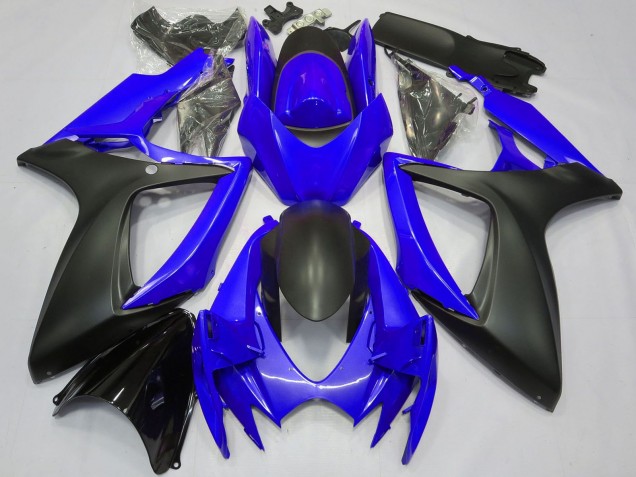 Erschwingliche Suzuki GSXR 600 / GSXR 750 Motorrad Verkleidung 2006-2007 - Blau Matt Schwarz