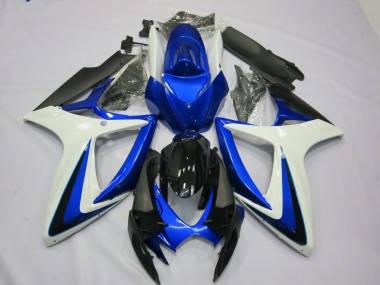 Erschwingliche Suzuki GSXR 600 / GSXR 750 Motorrad Verkleidung 2006-2007 - Weiss Blau Glanzendes Schwarz OEM Stil