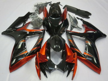 Erschwingliche Suzuki GSXR 600 / GSXR 750 Motorrad Verkleidung 2006-2007 - Orange Glanzendes Schwarz