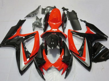 Erschwingliche Suzuki GSXR 600 / GSXR 750 Motorrad Verkleidung 2006-2007 - Rot Silber Glanzendes Schwarz