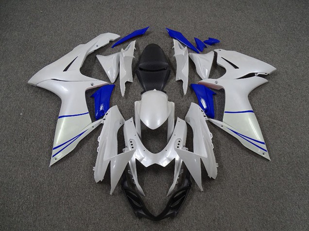 Erschwingliche Suzuki GSXR 600 / GSXR 750 Motorrad Verkleidung 2011-2024 - Perl Weiss und Dunkel Blau