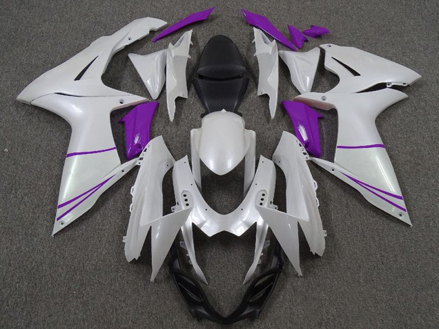 Erschwingliche Suzuki GSXR 600 / GSXR 750 Motorrad Verkleidung 2011-2024 - Perl Weiss und Lila