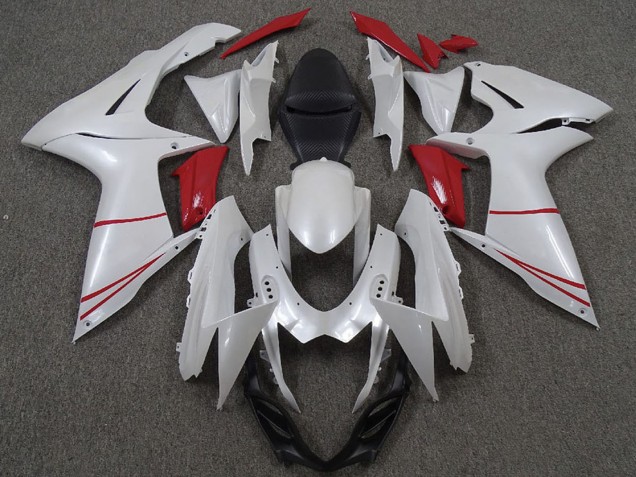 Erschwingliche Suzuki GSXR 600 / GSXR 750 Motorrad Verkleidung 2011-2024 - Perl Weiss und Rot