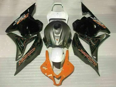 Erschwingliche Honda CBR600RR Motorrad Verkleidung 2009-2012 - Weiss Orange Glanzendes Schwarz