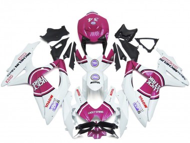 Erschwingliche Suzuki GSXR 600 / GSXR 750 Motorrad Verkleidung 2008-2010 - Weiss Rosa Motul Lucky Strike 34