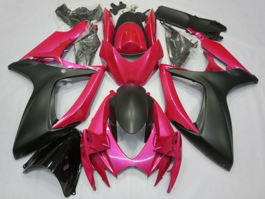Erschwingliche Suzuki GSXR 600 / GSXR 750 Motorrad Verkleidung 2006-2007 - Rosa Matt Schwarz