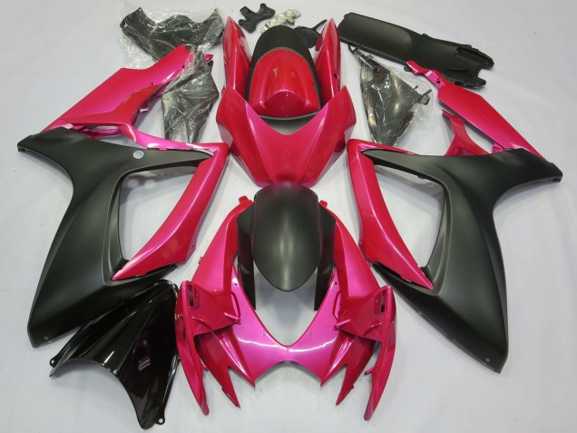 Erschwingliche Suzuki GSXR 600 / GSXR 750 Motorrad Verkleidung 2006-2007 - Rosa Matt Schwarz