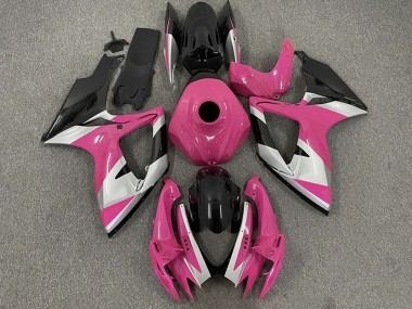 Erschwingliche Suzuki GSXR 600 / GSXR 750 Motorrad Verkleidung 2006-2007 - Rosa Silber Glanzendes Schwarz