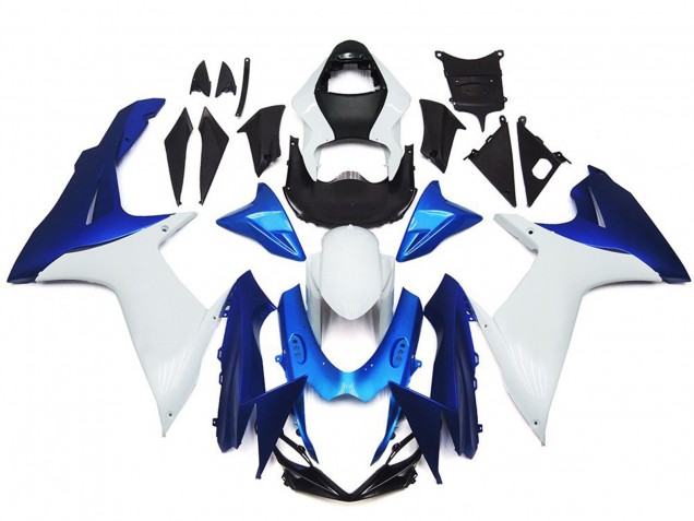 Erschwingliche Suzuki GSXR 600 / GSXR 750 Motorrad Verkleidung 2011-2024 - Weiss Blau