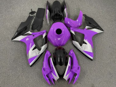 Erschwingliche Suzuki GSXR 600 / GSXR 750 Motorrad Verkleidung 2006-2007 - Lila Silber Glanzendes Schwarz