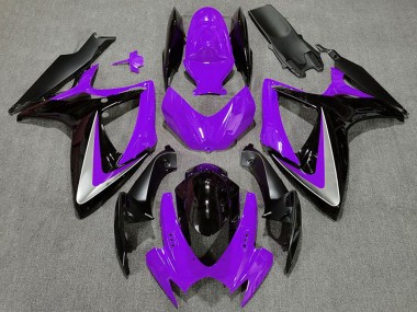 Erschwingliche Suzuki GSXR 600 / GSXR 750 Motorrad Verkleidung 2006-2007 - Lila Silber Glanzendes Schwarz OEM Stil